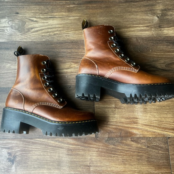 Dr. Martens Brown Leather Platform Boots - Picture 10 of 12
